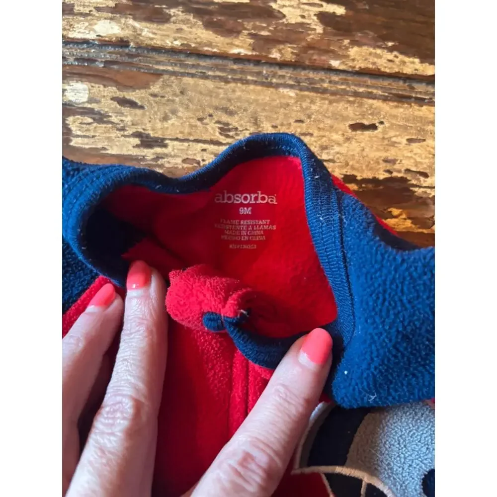 absorba Red & Blue MVP Boy's Fleece Pajamas Size 9M One Piece